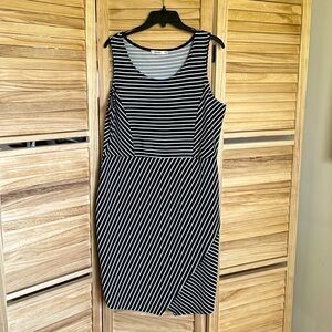 Black and white slip on mini dress